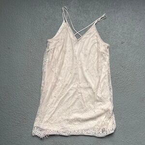Lush Ivory Lace Mini Dress Size Large Sleeveless V Neck‎ Criss Cross Back Party